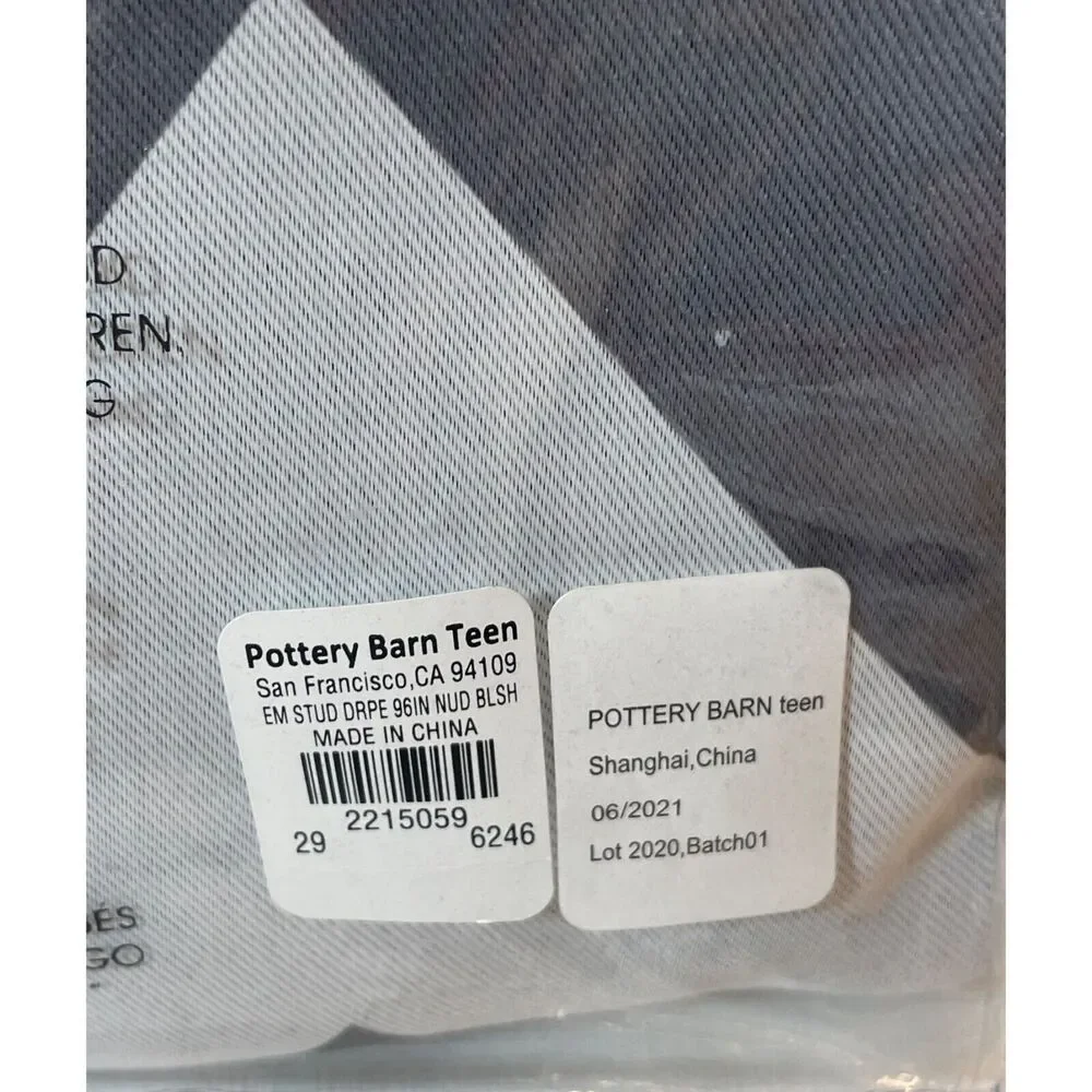 Pottery Barn Teen Drapes 96” Two Tone Nude Blush Set of 2 Chevron Curtain Panels